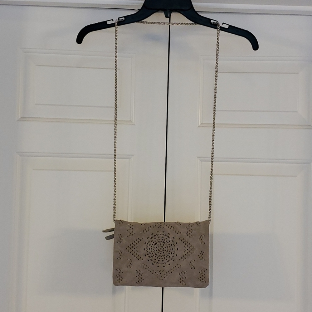 Gray clutch w-chain strap (removable)